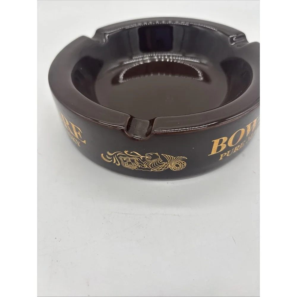 Vintage Brown Ashtray Made In England BowMore Pure Whiskey. 6 Inch Diameter.